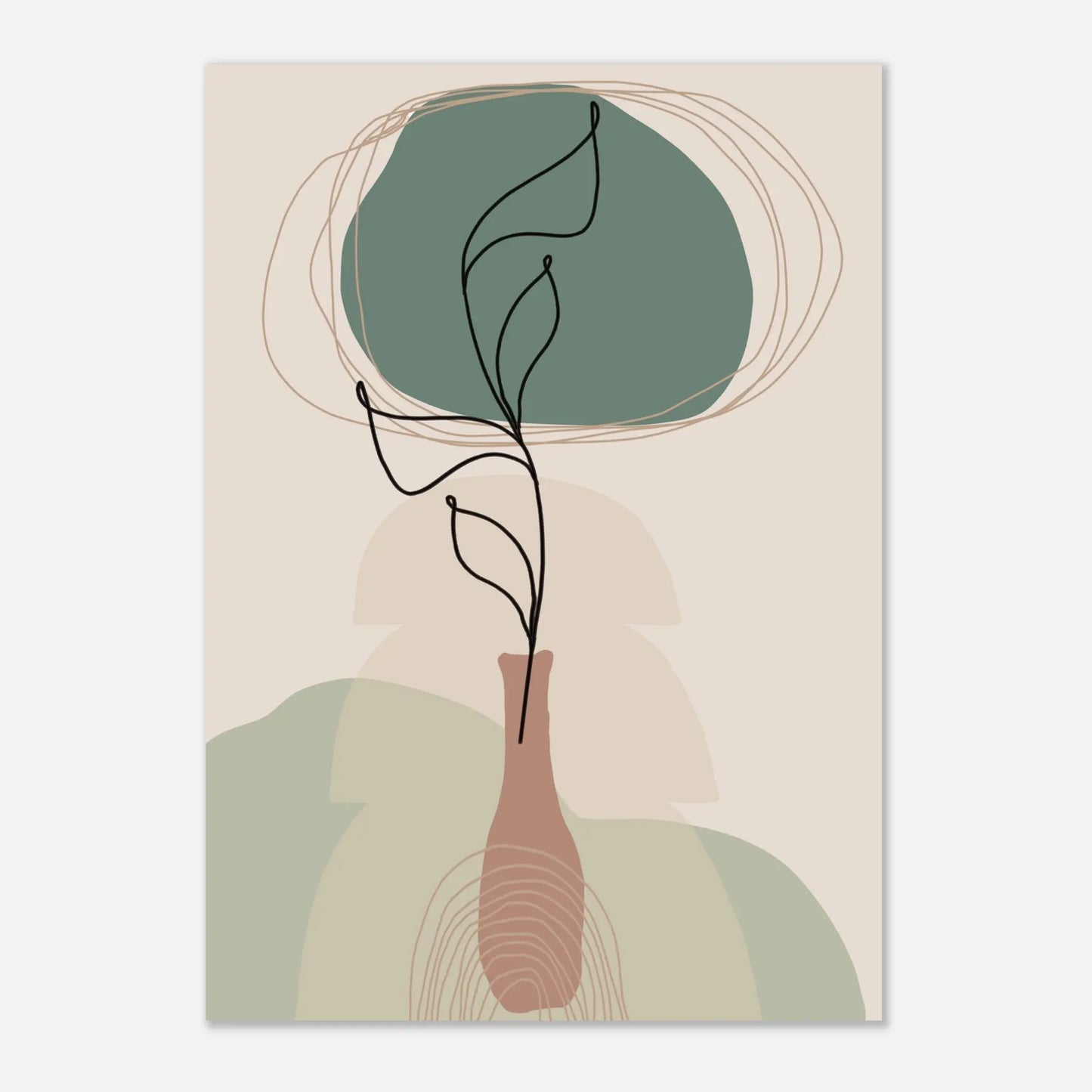 Poster - Boho Minimalist Vase and Leaves