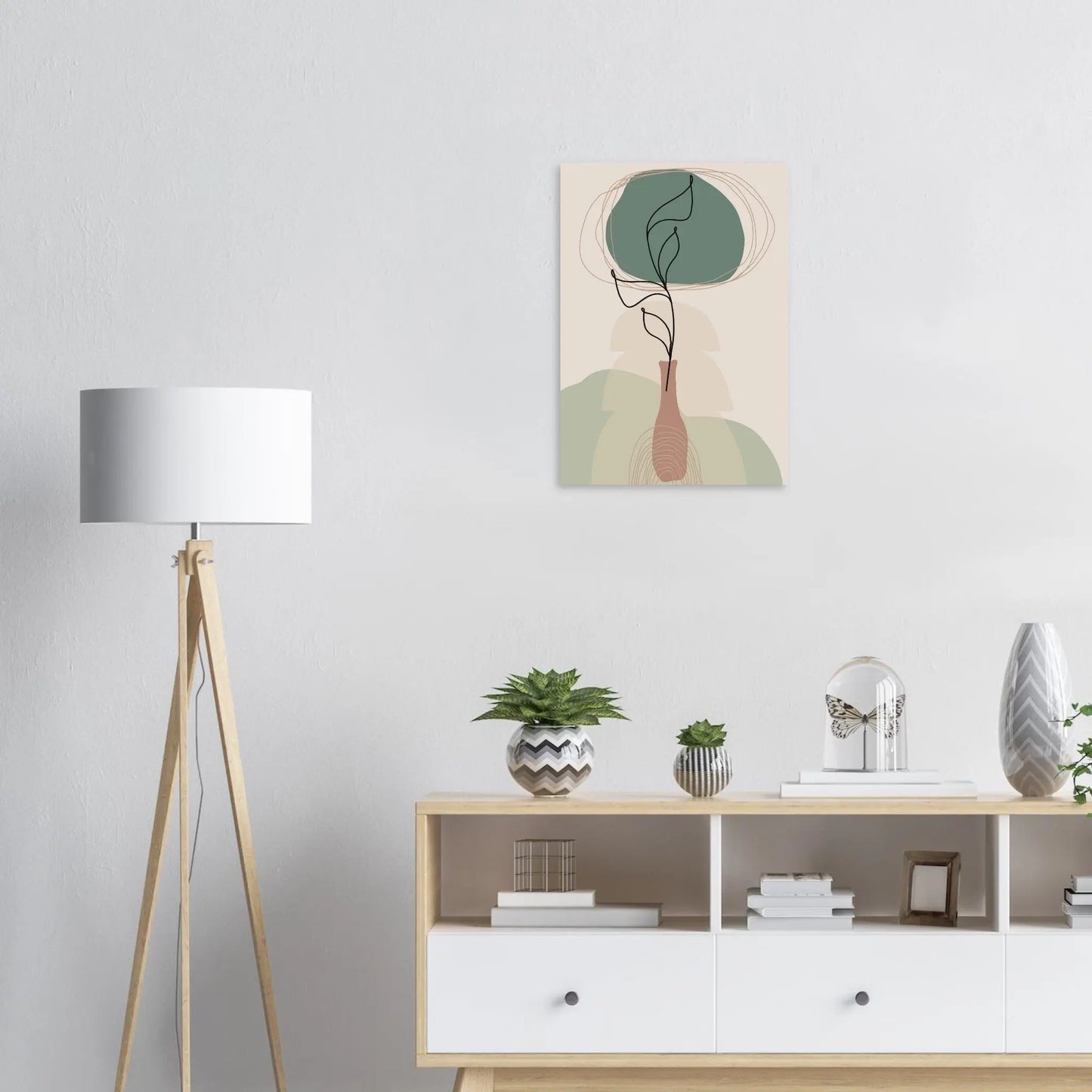 Poster - Boho Minimalist Vase and Leaves