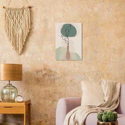 Poster - Boho Minimalist Vase and Leaves