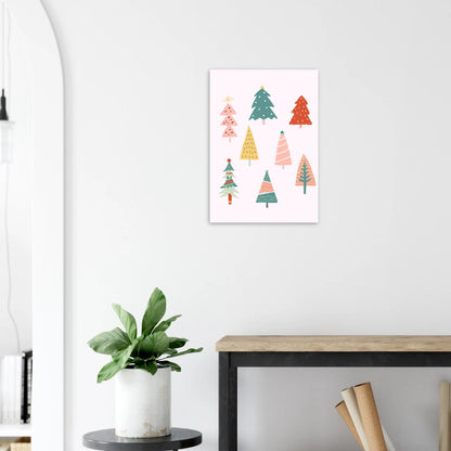 Poster Forêt Sapins Colorés