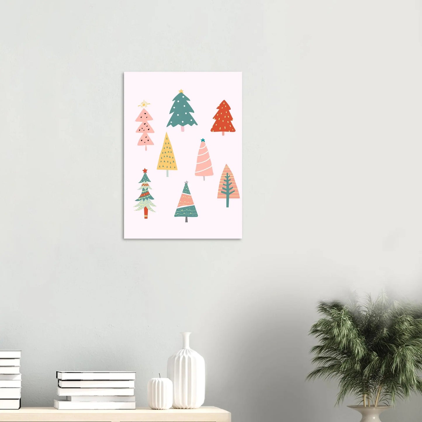 Poster Forêt Sapins Colorés